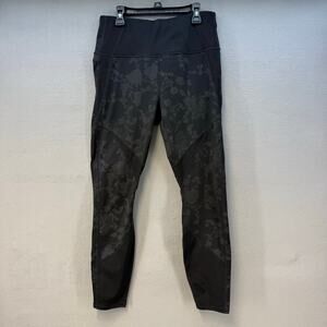 Athleta Moonlight Precision 7/8 Leggings M Women's Black Floral Print Yoga